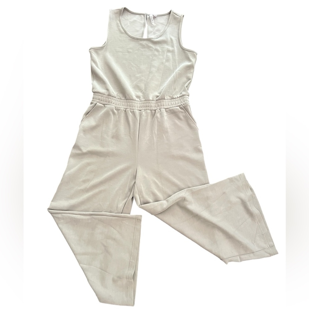 Cable & Gauge Beige Wide Leg Jumpsuit